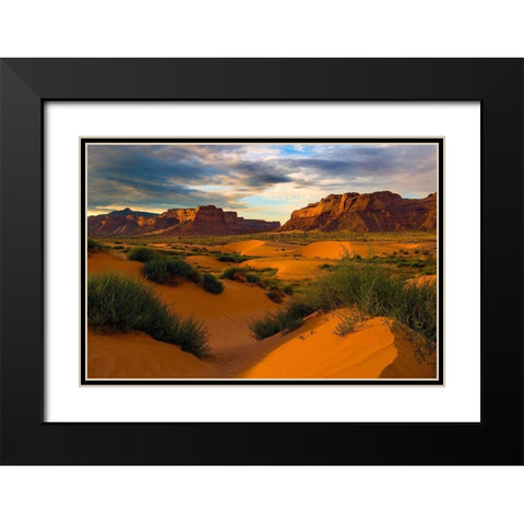 Lukachukai desert sand dunes in northern Arizona Black Modern Wood Framed Art Print with Double Matting by SMO