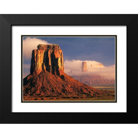 Clouds dance in the buttes in Monument Valley-on the Arizona-Utah border Black Modern Wood Framed Art Print with Double Matting by SMO