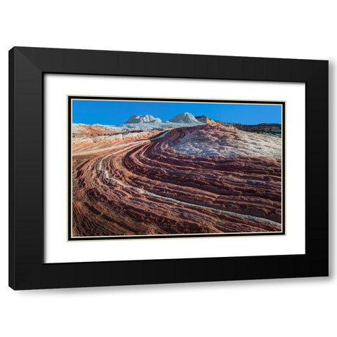 Swirls of colored sandstone in the white pockets area in northern Arizona Black Modern Wood Framed Art Print with Double Matting by SMO