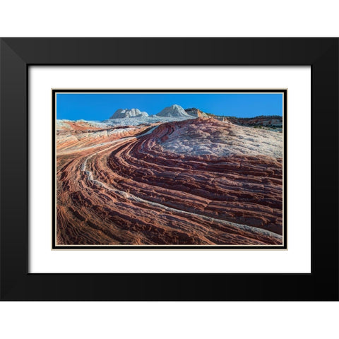 Swirls of colored sandstone in the white pockets area in northern Arizona Black Modern Wood Framed Art Print with Double Matting by SMO