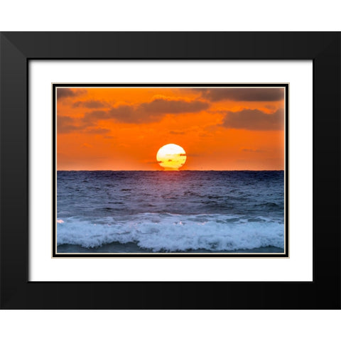Sunset Waves Sun Horizon La Jolla Shores Beach San Diego California Black Modern Wood Framed Art Print with Double Matting by Perry, William