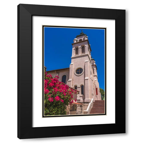 Saint Mary Basilica- Phoenix- Arizona. Founded 1881- rebuilt stained glass from 1915 Black Modern Wood Framed Art Print with Double Matting by Perry, William