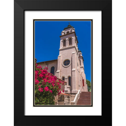Saint Mary Basilica- Phoenix- Arizona. Founded 1881- rebuilt stained glass from 1915 Black Modern Wood Framed Art Print with Double Matting by Perry, William