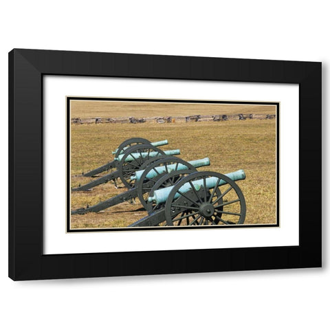 Arkansas Civil War cannons at Pea Ridge Park Black Modern Wood Framed Art Print with Double Matting by Flaherty, Dennis