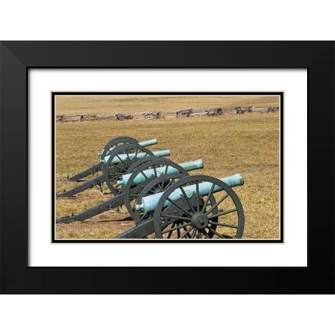 Arkansas Civil War cannons at Pea Ridge Park Black Modern Wood Framed Art Print with Double Matting by Flaherty, Dennis