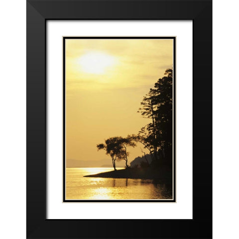 Arkansas Sunset on Lake Ouachita, Ouachita NF Black Modern Wood Framed Art Print with Double Matting by Flaherty, Dennis