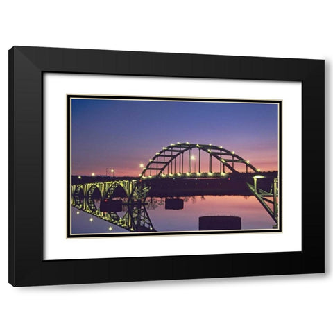 Arkansas, Ozark Ozark Bridge over Arkansas River Black Modern Wood Framed Art Print with Double Matting by Flaherty, Dennis