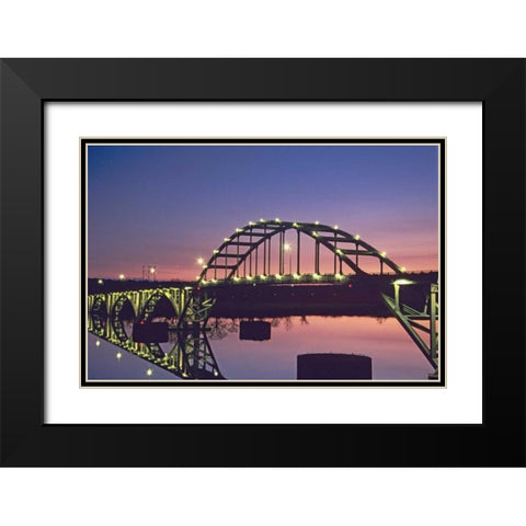 Arkansas, Ozark Ozark Bridge over Arkansas River Black Modern Wood Framed Art Print with Double Matting by Flaherty, Dennis