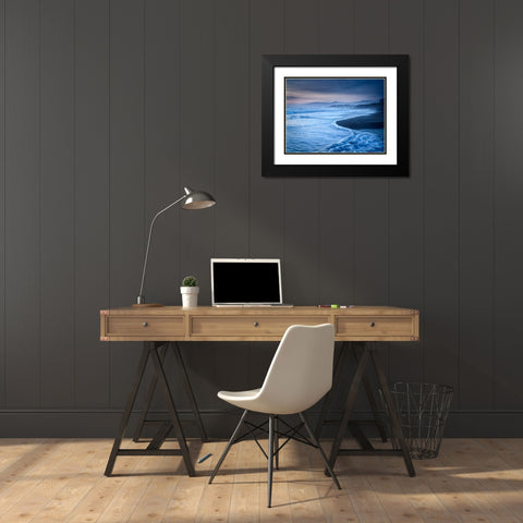USA-California-Cambria Dusk at Moonstone Beach Black Modern Wood Framed Art Print with Double Matting by Collins, Ann