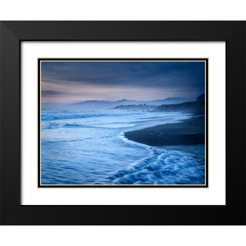 USA-California-Cambria Dusk at Moonstone Beach Black Modern Wood Framed Art Print with Double Matting by Collins, Ann