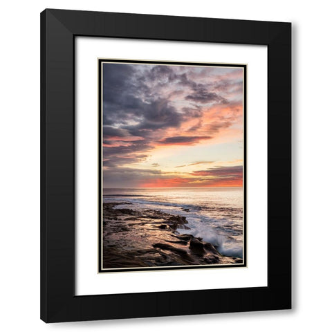 USA-California-La Jolla Sunset reflections at Coast Blvd Park Black Modern Wood Framed Art Print with Double Matting by Collins, Ann