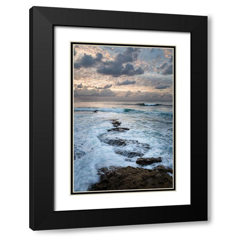 USA-California-La Jolla Ocean waves and rocks at dusk Black Modern Wood Framed Art Print with Double Matting by Collins, Ann