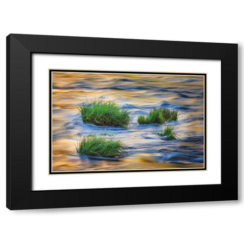 Sunset reflection on Merced River-Yosemite National Park-California Black Modern Wood Framed Art Print with Double Matting by Jones, Adam