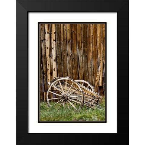 Abandoned wooden wagon-Bodie State Historic Park-California Black Modern Wood Framed Art Print with Double Matting by Jones, Adam