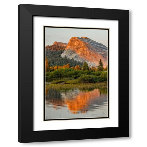 Tuolumne Meadows and Lembert Dome reflected in Tuolumne River Black Modern Wood Framed Art Print with Double Matting by Jones, Adam