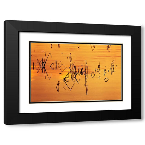 Reed pattern and sunset reflected on Tuolumne River-Tuolumne Meadows Black Modern Wood Framed Art Print with Double Matting by Jones, Adam
