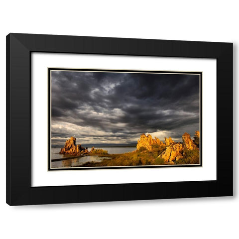 Sunset light on tufa formation-Mono Lake-Tufa State Natural Reserve-California Black Modern Wood Framed Art Print with Double Matting by Jones, Adam