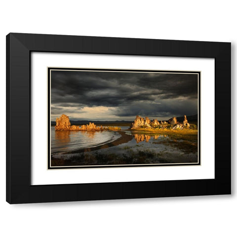 Sunset light on tufa formation-Mono Lake-Tufa State Natural Reserve-California Black Modern Wood Framed Art Print with Double Matting by Jones, Adam