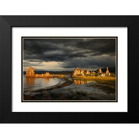 Sunset light on tufa formation-Mono Lake-Tufa State Natural Reserve-California Black Modern Wood Framed Art Print with Double Matting by Jones, Adam