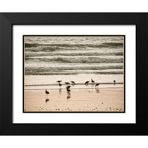 Morro Bay Shore Black Modern Wood Framed Art Print with Double Matting by Miller, Anna