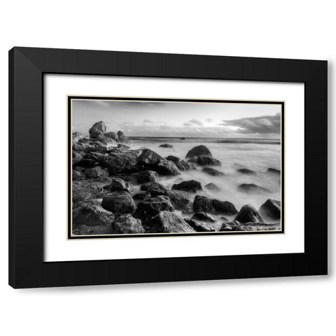 Rocky Muir Beach Evening-California-USA Black Modern Wood Framed Art Print with Double Matting by Miller, Anna