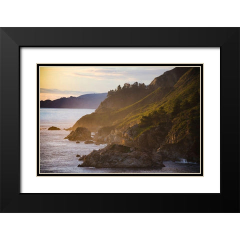 Coastal Cliffs at Sunset-Julia Pfeiffer Burns State Park-Big Sur-California-USA Black Modern Wood Framed Art Print with Double Matting by Miller, Anna