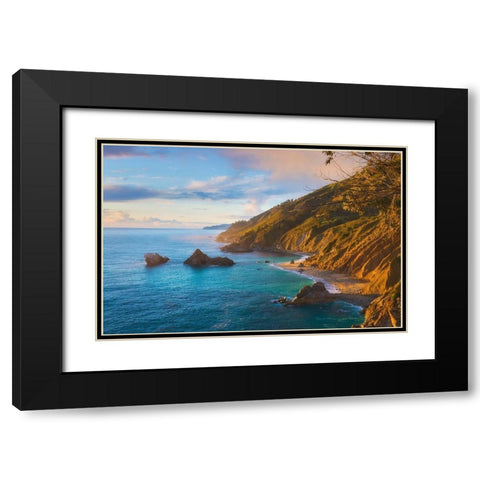 Coastal Cliffs at Sunset-Julia Pfeiffer Burns State Park-Big Sur-California-USA Black Modern Wood Framed Art Print with Double Matting by Miller, Anna