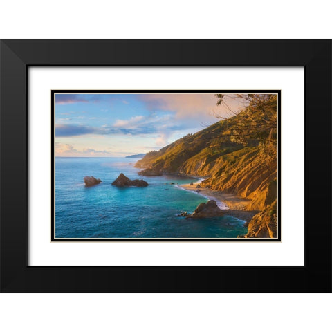 Coastal Cliffs at Sunset-Julia Pfeiffer Burns State Park-Big Sur-California-USA Black Modern Wood Framed Art Print with Double Matting by Miller, Anna