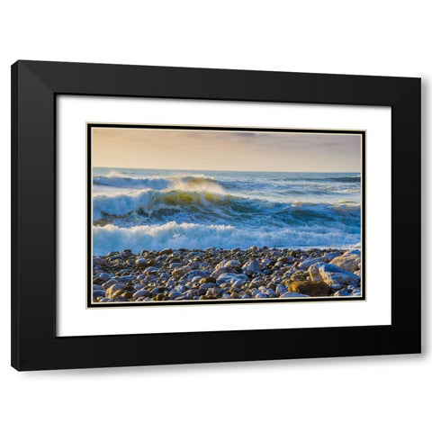 Large Waves on Rockaway Beach-Pacifica-California-USA Black Modern Wood Framed Art Print with Double Matting by Miller, Anna