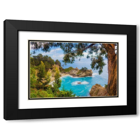 McWay Falls-Julia Pfeiffer Burns State Park-Big Sur-California-USA Black Modern Wood Framed Art Print with Double Matting by Miller, Anna