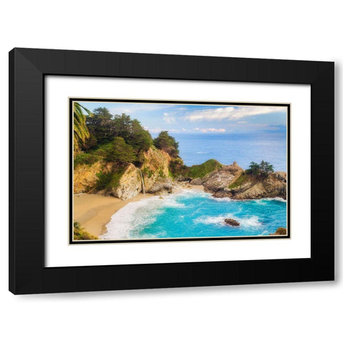 McWay Falls-Julia Pfeiffer Burns State Park-Big Sur-California-USA Black Modern Wood Framed Art Print with Double Matting by Miller, Anna