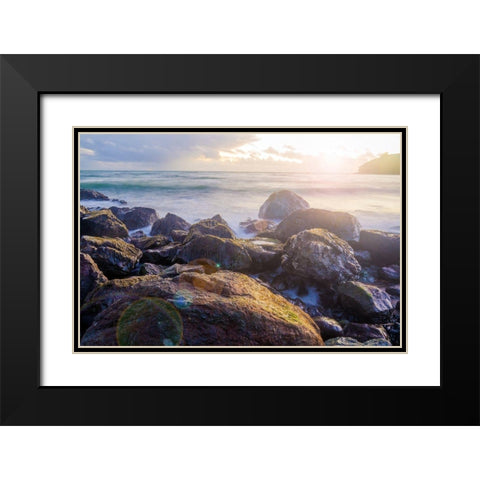 Sunset on Muir Beach-Marin County-California-USA Black Modern Wood Framed Art Print with Double Matting by Miller, Anna