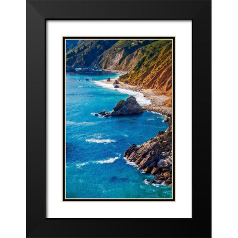 Big Sur Coastal Cliffs-California-USA Black Modern Wood Framed Art Print with Double Matting by Miller, Anna