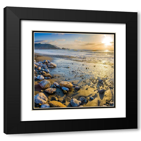 Rockaway Beach Sunset-Pacifica-California-USA Black Modern Wood Framed Art Print with Double Matting by Miller, Anna