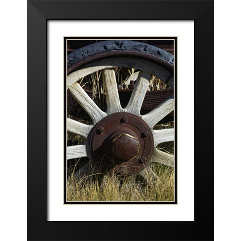 California, Bodie state Historic Park, Old wheel Black Modern Wood Framed Art Print with Double Matting by Kirkland, Dennis