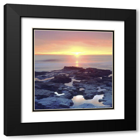 CA, San Diego Sunset Cliffs tide pools at sunset Black Modern Wood Framed Art Print with Double Matting by Talbot Frank, Christopher