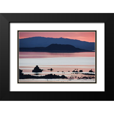CA, Predawn light at Mono Lake silhouettes tufas Black Modern Wood Framed Art Print with Double Matting by Flaherty, Dennis