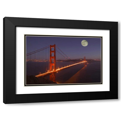 CA, Marin Moonrise above the Golden Gate Bridge Black Modern Wood Framed Art Print with Double Matting by Anon, Josh