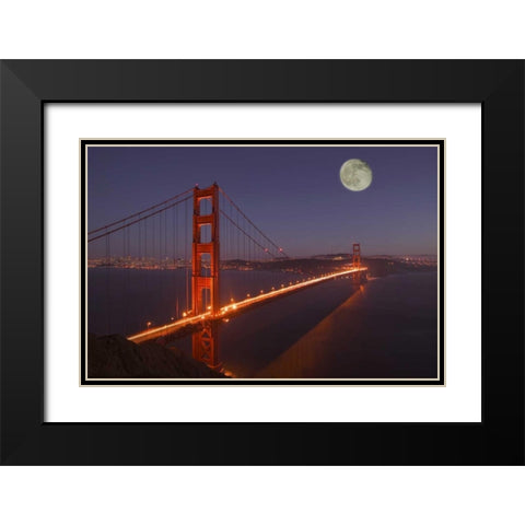 CA, Marin Moonrise above the Golden Gate Bridge Black Modern Wood Framed Art Print with Double Matting by Anon, Josh