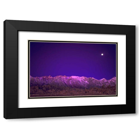 CA, Alabama Hills Moon over the Eastern Sierras Black Modern Wood Framed Art Print with Double Matting by Welling, Dave