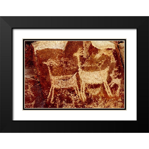 California, Little Petroglyph Canyon Petroglyphs Black Modern Wood Framed Art Print with Double Matting by Welling, Dave