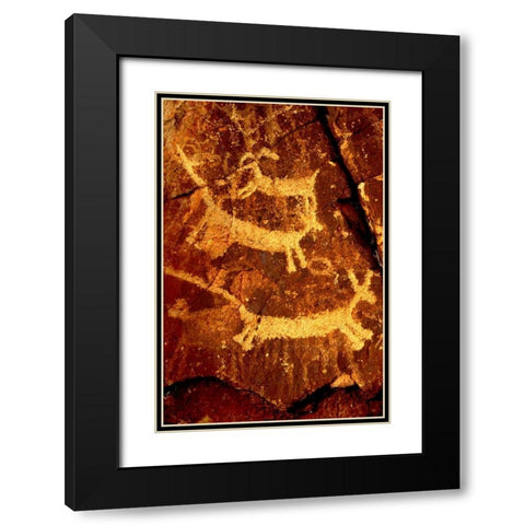California, Little Petroglyph Canyon Petroglyphs Black Modern Wood Framed Art Print with Double Matting by Welling, Dave