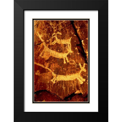 California, Little Petroglyph Canyon Petroglyphs Black Modern Wood Framed Art Print with Double Matting by Welling, Dave