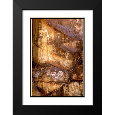 California, Little Petroglyph Canyon Petroglyphs Black Modern Wood Framed Art Print with Double Matting by Welling, Dave