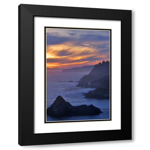 CA, Big Sur Coastal scene at sunset Black Modern Wood Framed Art Print with Double Matting by Kelley, David