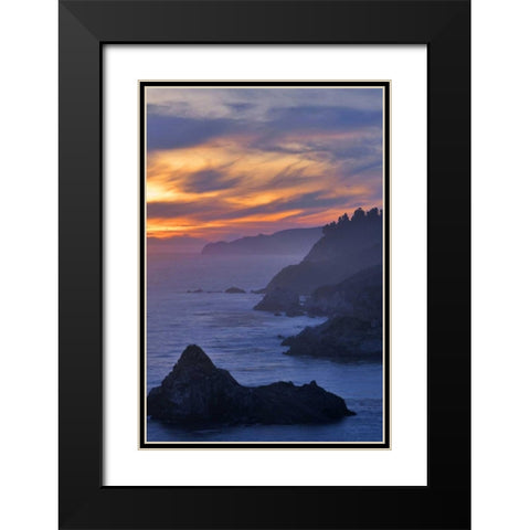 CA, Big Sur Coastal scene at sunset Black Modern Wood Framed Art Print with Double Matting by Kelley, David