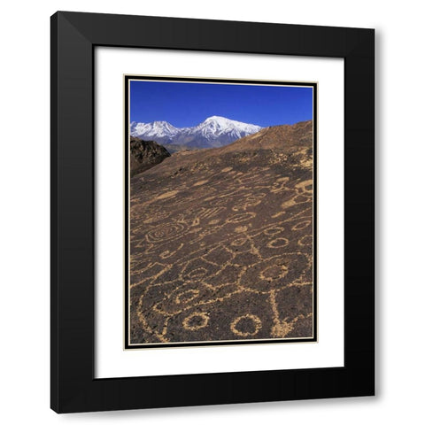 CA, Sierra Nevada Circular and linear petroglyph Black Modern Wood Framed Art Print with Double Matting by Flaherty, Dennis