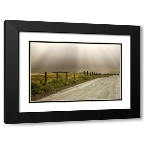 USA, California Country road lit by sun rays Black Modern Wood Framed Art Print with Double Matting by Paulson, Don