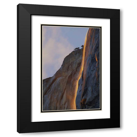 CA, Yosemite Light reflects off Horsetail Falls Black Modern Wood Framed Art Print with Double Matting by Anon, Josh