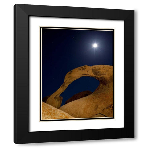 CA, Alabama Hills Moonrise behind Mobius Arch Black Modern Wood Framed Art Print with Double Matting by Flaherty, Dennis